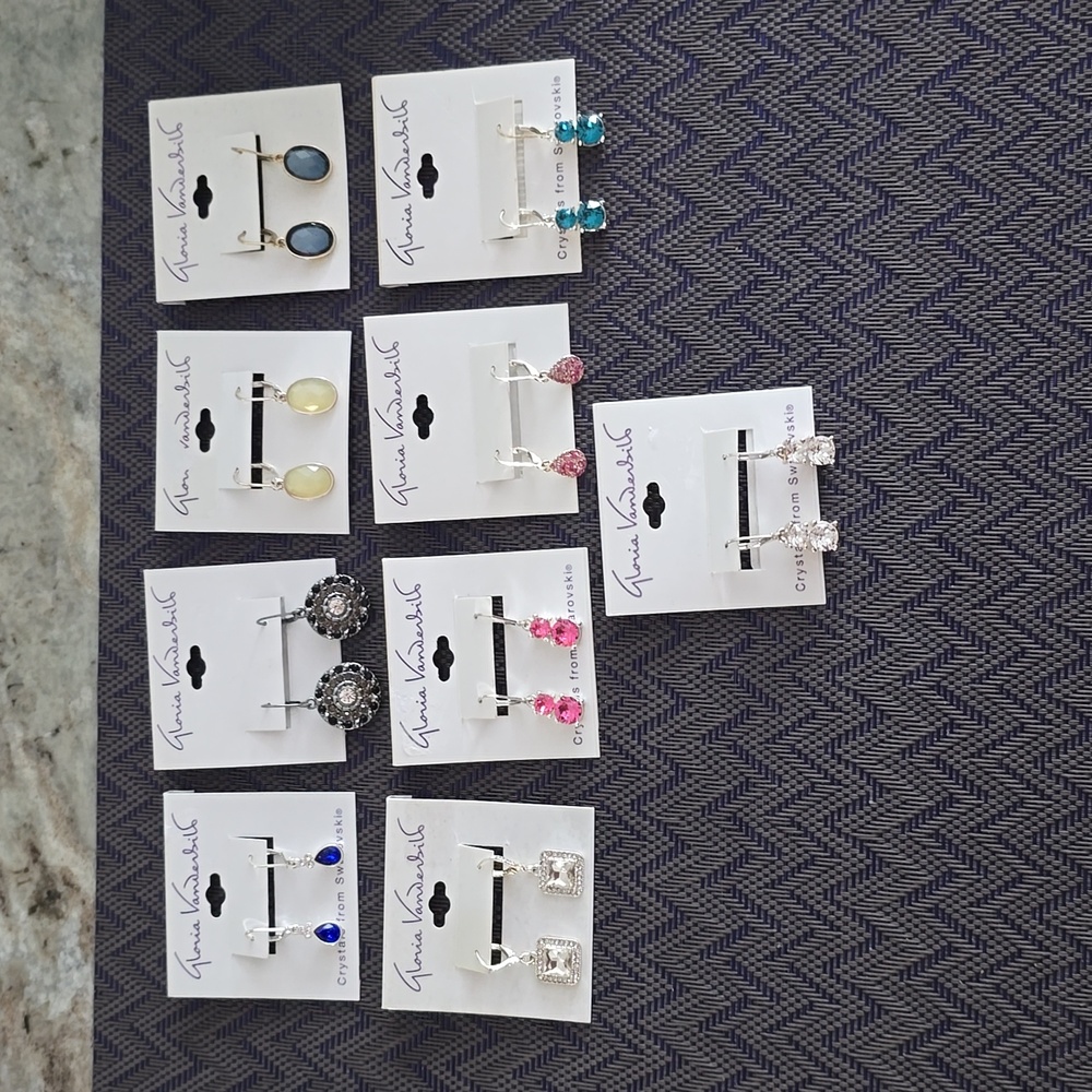 GLORIA VANDERBILT WOMEN'S FASHION JEWELRY BUNDLE OF 9 PAIRS PIERCED EARRINGS